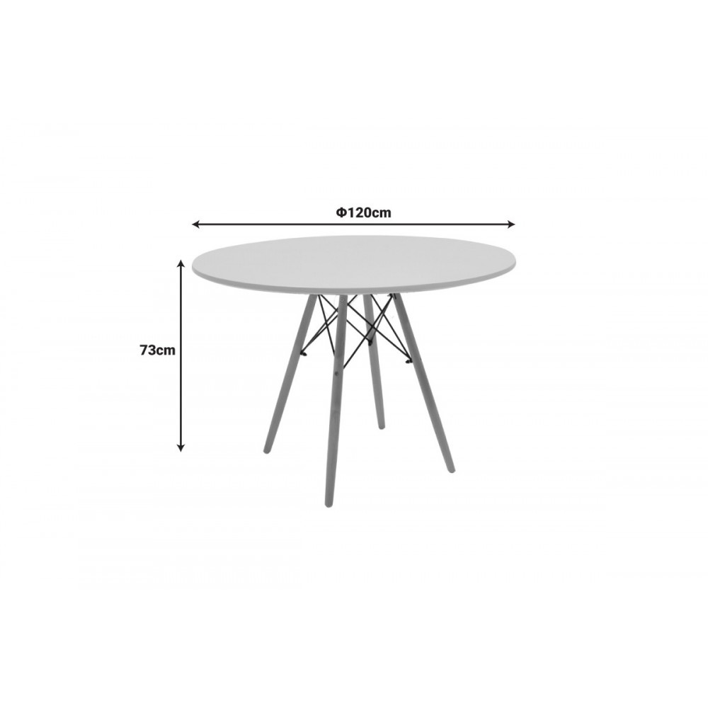 Τραπέζι "JULITA" από mdf/ξύλο σε χρώμα λευκό/φυσικό Φ120x73