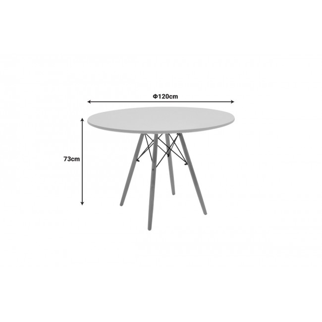 Τραπέζι "JULITA" από mdf/ξύλο σε χρώμα λευκό/φυσικό Φ120x73