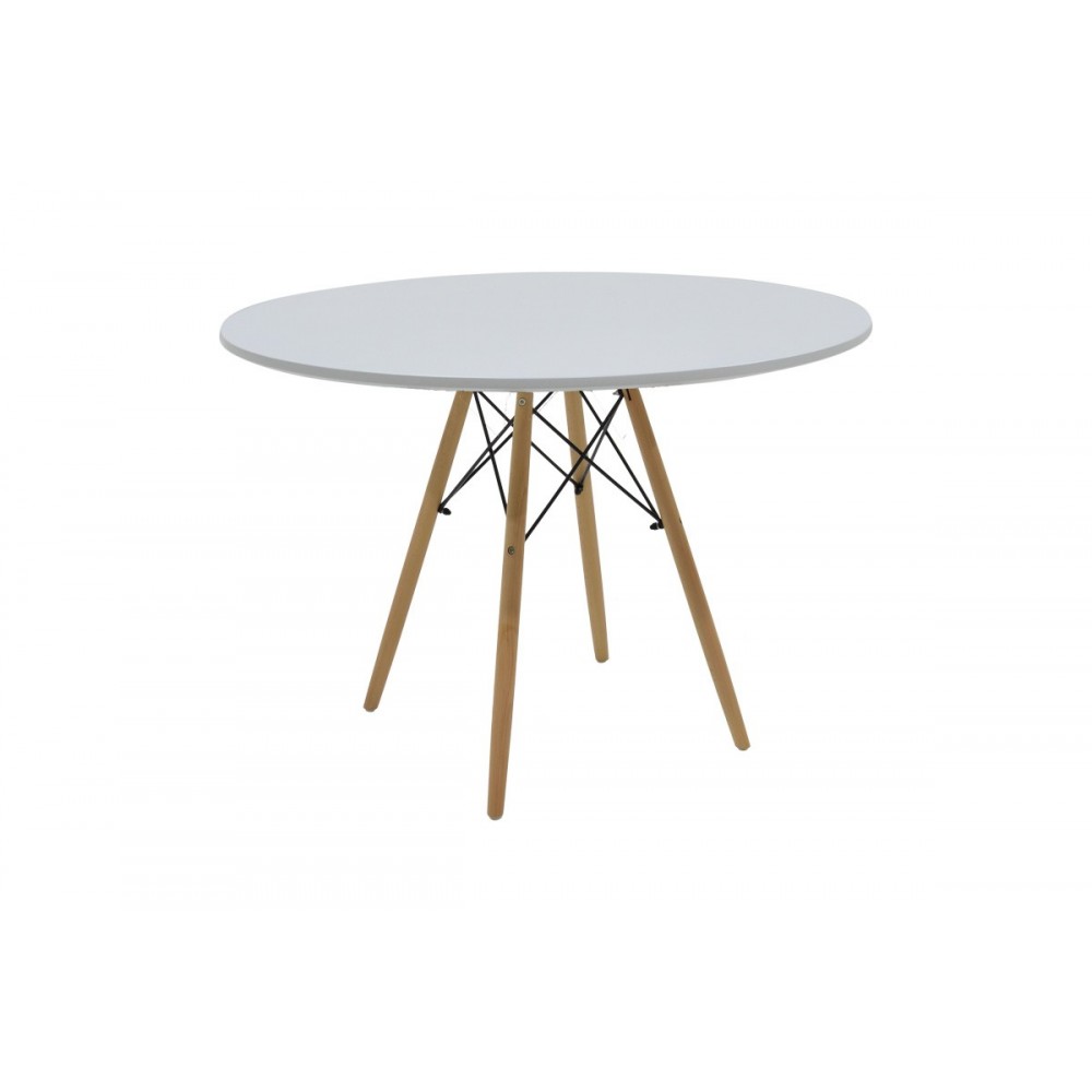 Τραπέζι "JULITA" από mdf/ξύλο σε χρώμα λευκό/φυσικό Φ120x73