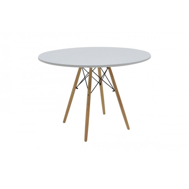 Τραπέζι "JULITA" από mdf/ξύλο σε χρώμα λευκό/φυσικό Φ120x73