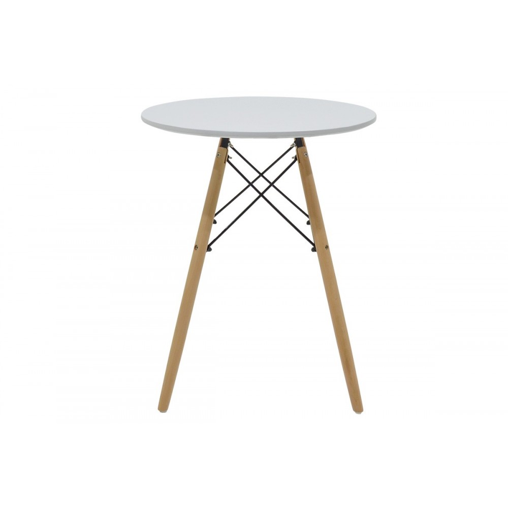 Τραπέζι "JULITA" από mdf/ξύλο σε χρώμα λευκό/φυσικό Φ60x73