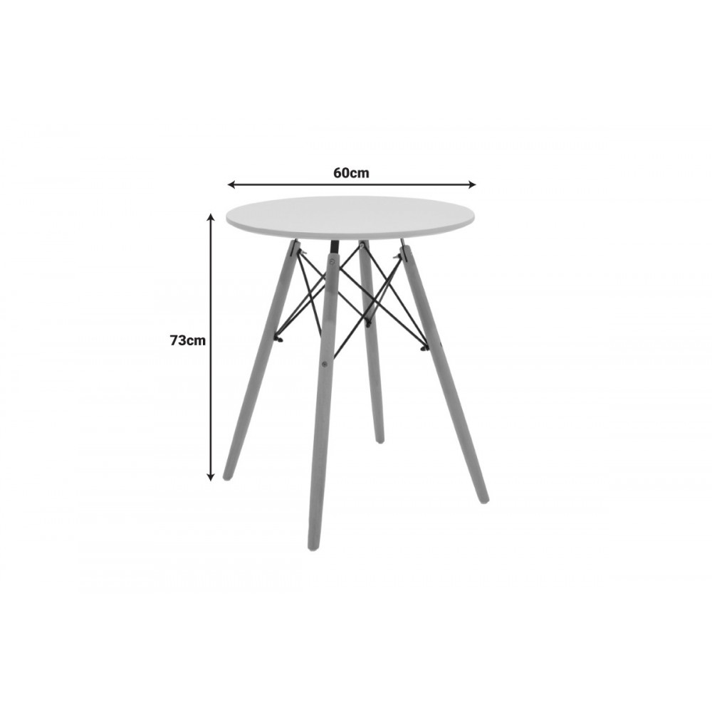 Τραπέζι "JULITA" από mdf/ξύλο σε χρώμα λευκό/φυσικό Φ60x73