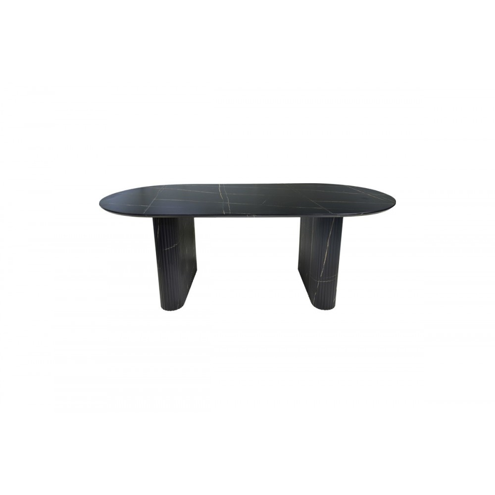Τραπέζι "NEMBOU" από mdf σε χρώμα μαύρο μαρμάρου 210x100x76