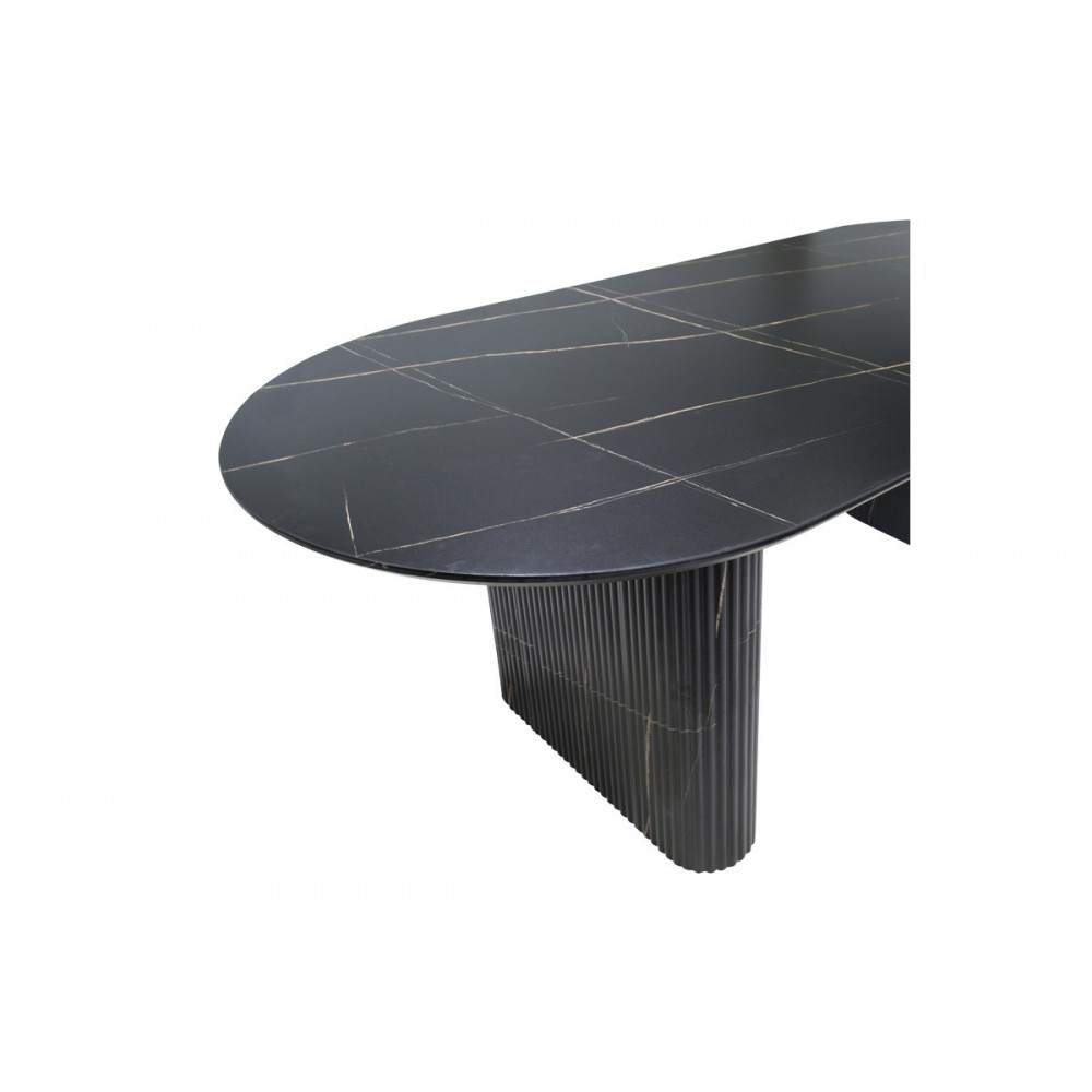 Τραπέζι "NEMBOU" από mdf σε χρώμα μαύρο μαρμάρου 210x100x76