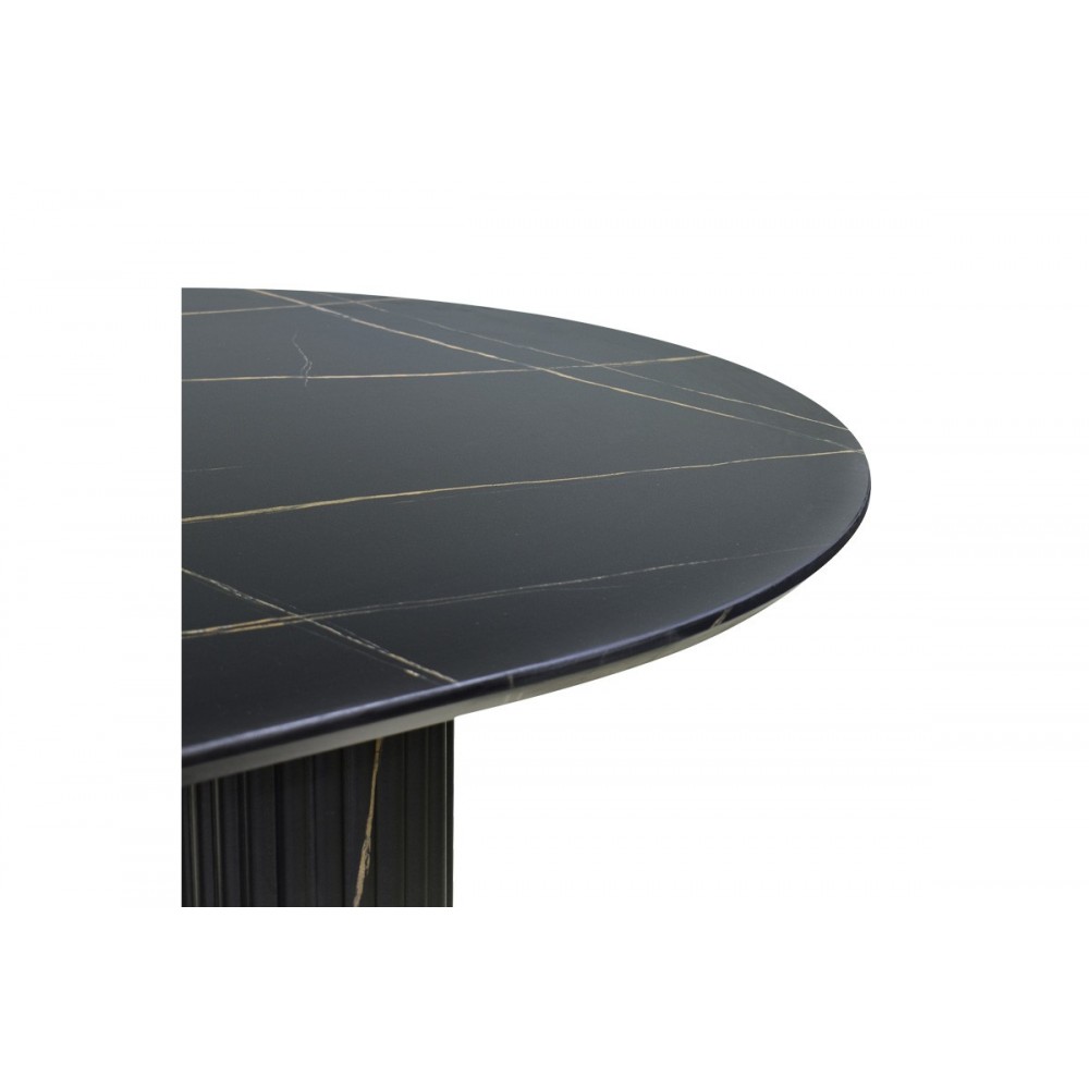 Τραπέζι "NEMBOU" από mdf σε χρώμα μαύρο μαρμάρου 210x100x76