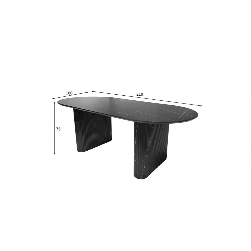 Τραπέζι "NEMBOU" από mdf σε χρώμα μαύρο μαρμάρου 210x100x76
