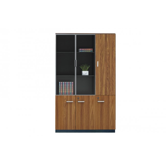 Ντουλάπα γραφείου επαγγελματική "OSCAR" σε χρώμα καρυδί/ανθρακί 120x40x200