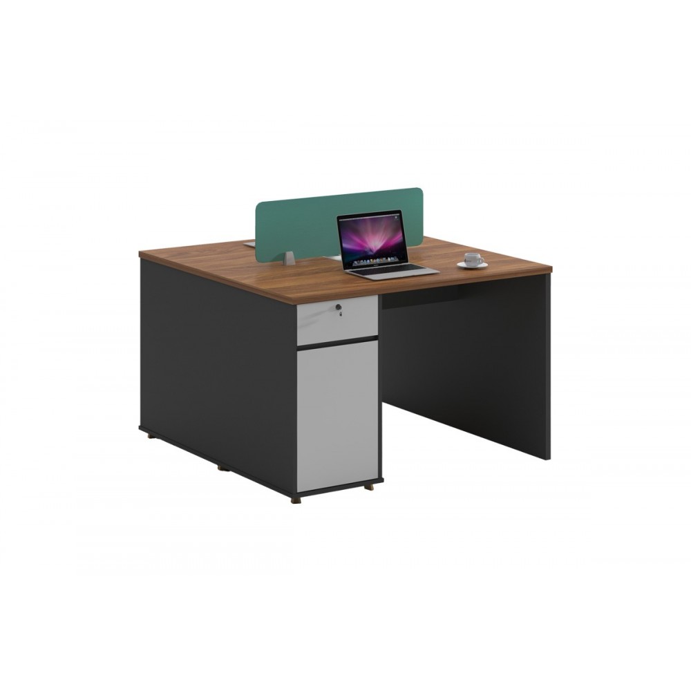 Γραφείο εργασίας 2 θέσεων "DAKOTA" σε χρώμα καρυδί/ανθρακί 120x120x76