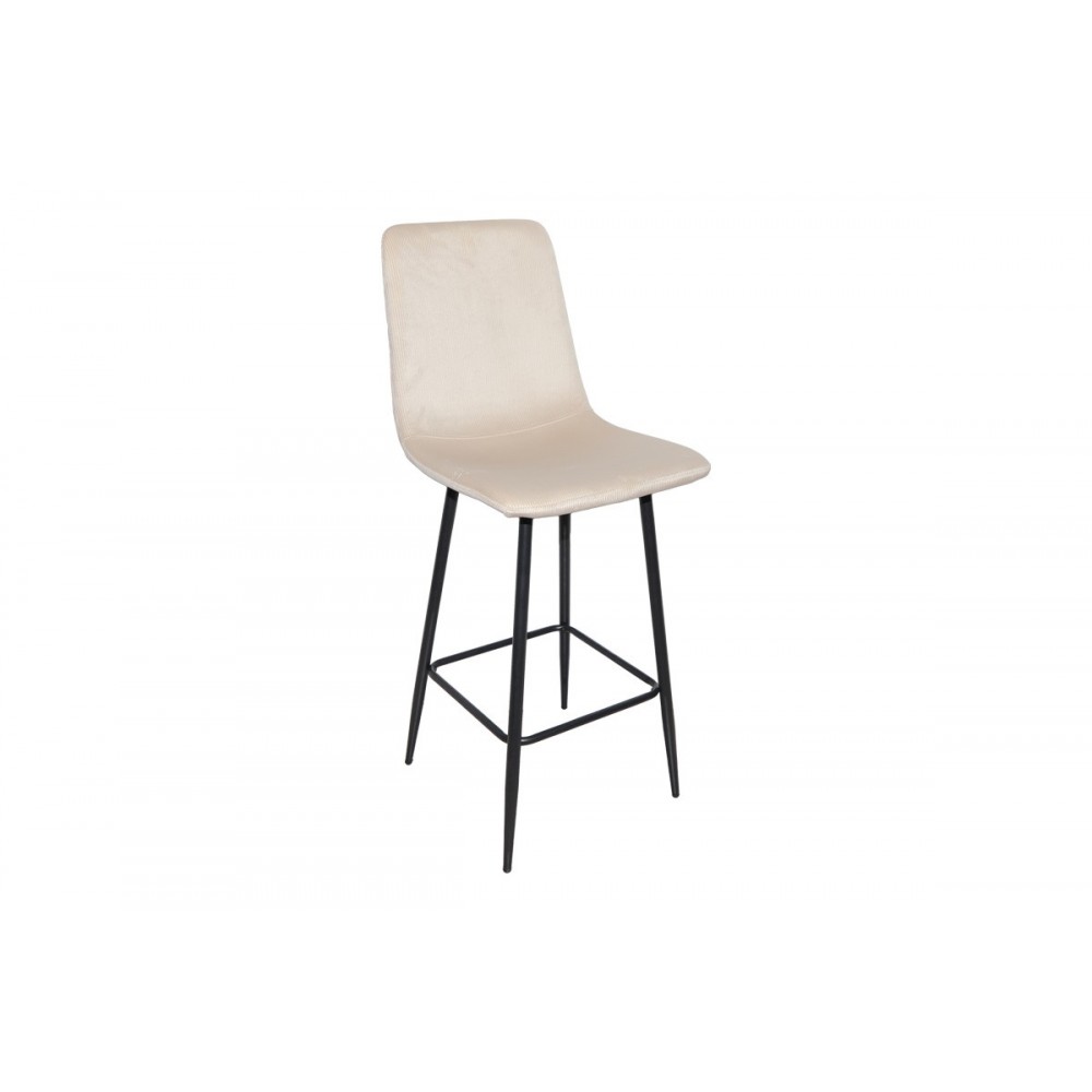 Σκαμπό μπαρ "GRATO" από ύφασμα/μέταλλο σε χρώμα μπεζ/μαύρο 43.5x55x114