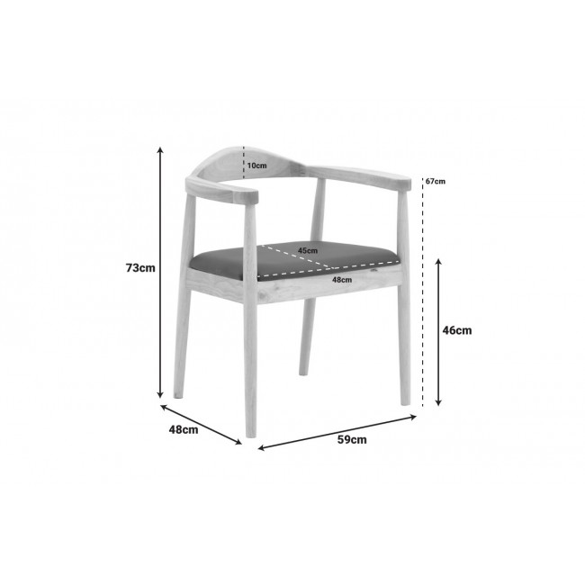 Πολυθρόνα "JOUBE" από rubberwood/pu σε χρώμα φυσικό/μαύρο 59x48x73