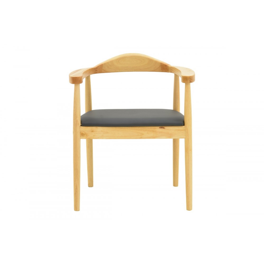 Πολυθρόνα "JOUBE" από rubberwood/pu σε χρώμα φυσικό/μαύρο 59x48x73