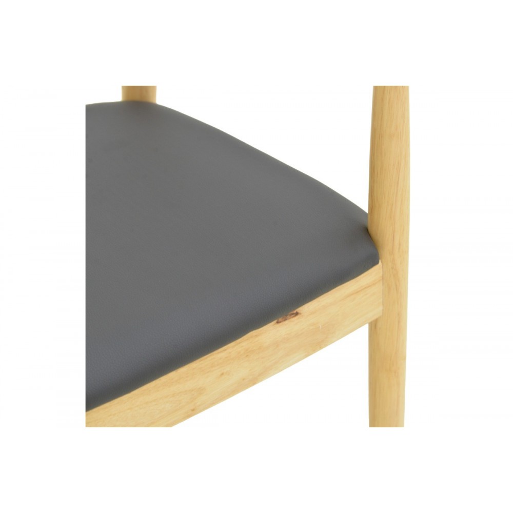 Πολυθρόνα "JOUBE" από rubberwood/pu σε χρώμα φυσικό/μαύρο 59x48x73