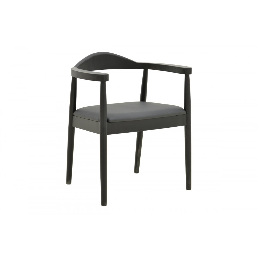 Πολυθρόνα "JOUBE" από rubberwood/pu σε χρώμα μαύρο 59x48x73