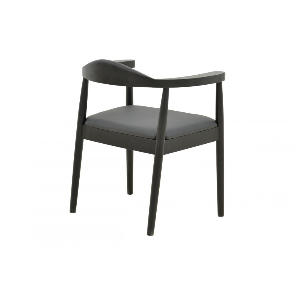 Πολυθρόνα "JOUBE" από rubberwood/pu σε χρώμα μαύρο 59x48x73