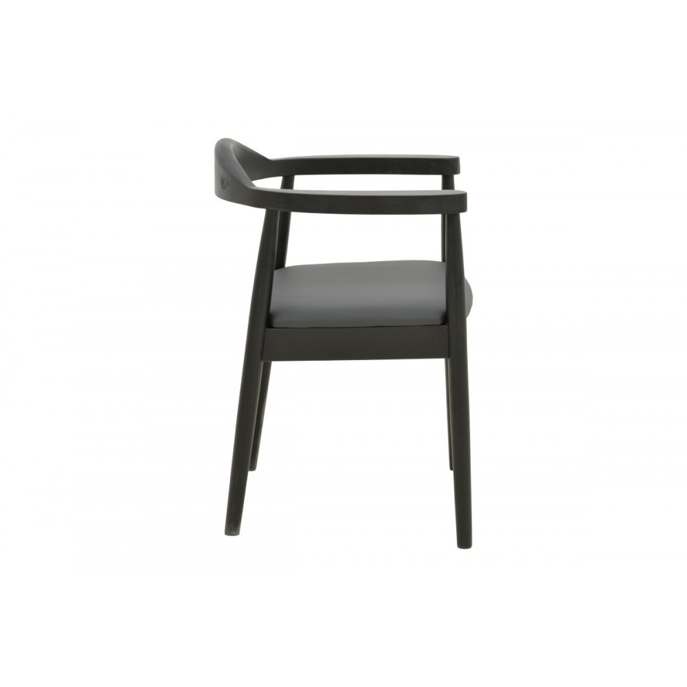 Πολυθρόνα "JOUBE" από rubberwood/pu σε χρώμα μαύρο 59x48x73