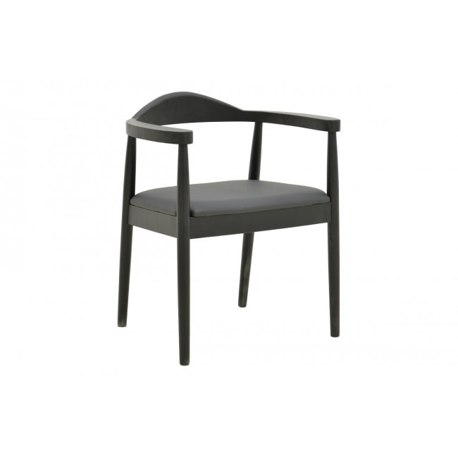 Πολυθρόνα "JOUBE" από rubberwood/pu σε χρώμα μαύρο 59x48x73