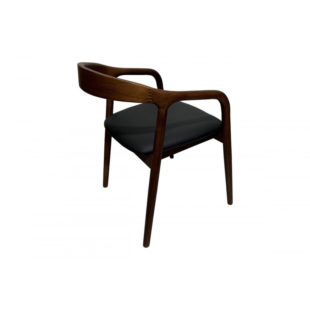 Πολυθρόνα "HOGIE" από rubberwood/pu σε χρώμα καφέ/μαύρο 61x60x76