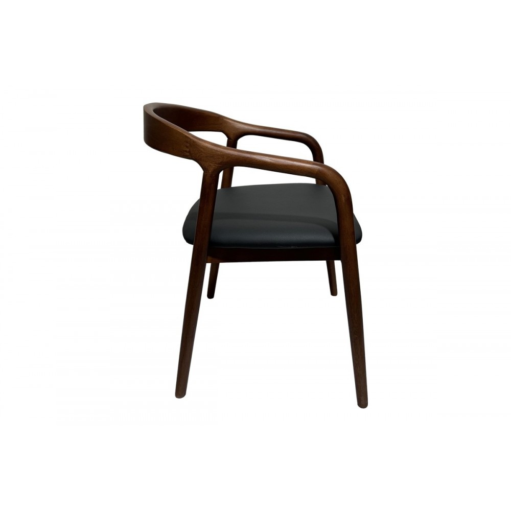 Πολυθρόνα "HOGIE" από rubberwood/pu σε χρώμα καφέ/μαύρο 61x60x76