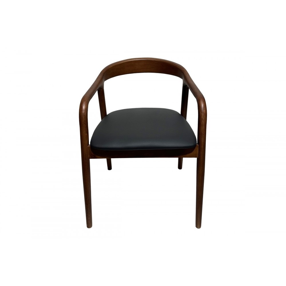 Πολυθρόνα "HOGIE" από rubberwood/pu σε χρώμα καφέ/μαύρο 61x60x76