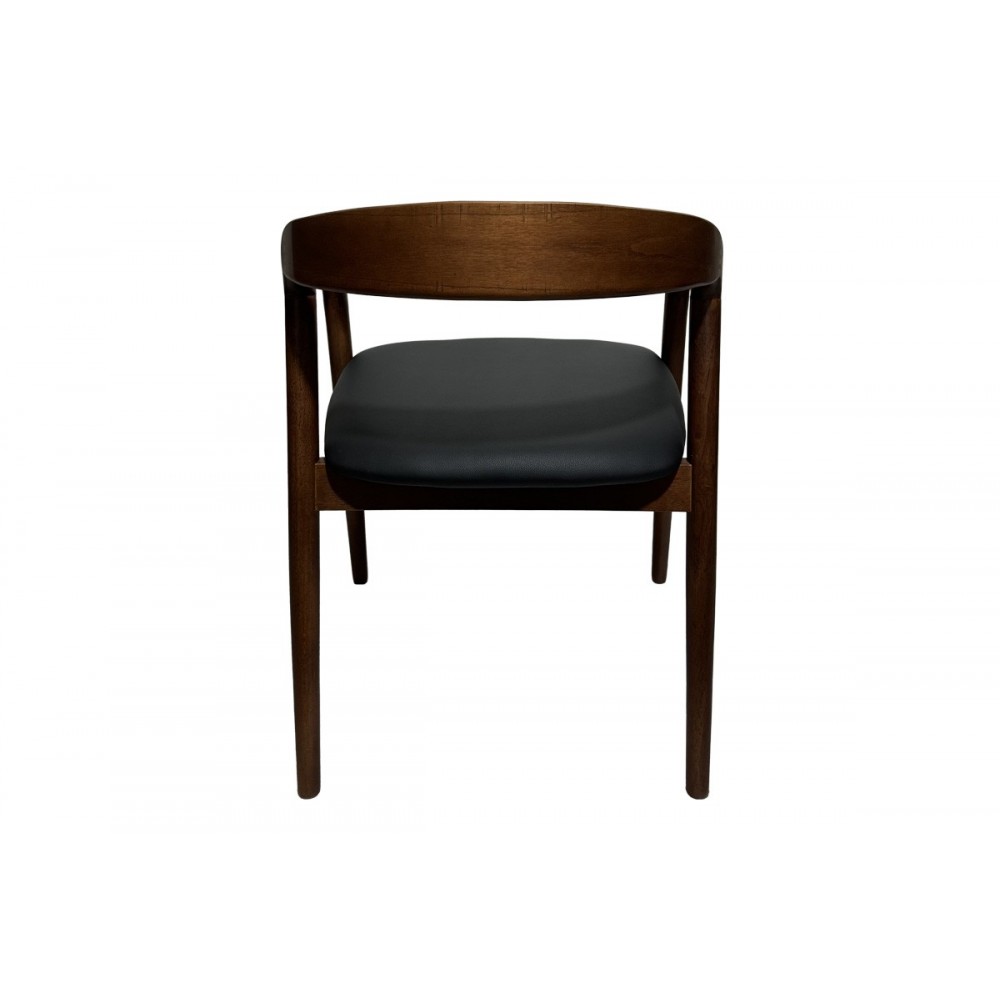 Πολυθρόνα "HOGIE" από rubberwood/pu σε χρώμα καφέ/μαύρο 61x60x76