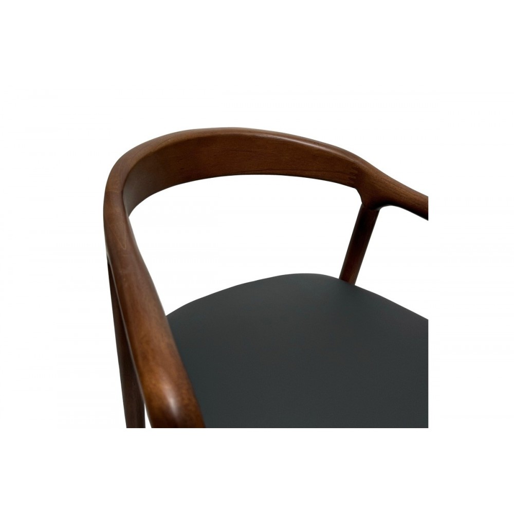 Πολυθρόνα "HOGIE" από rubberwood/pu σε χρώμα καφέ/μαύρο 61x60x76