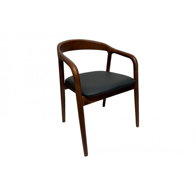 Πολυθρόνα "HOGIE" από rubberwood/pu σε χρώμα καφέ/μαύρο 61x60x76