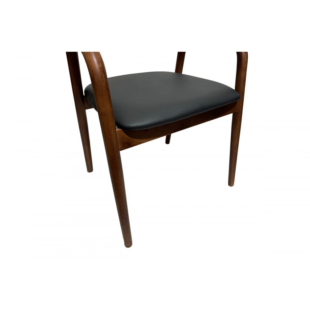 Πολυθρόνα "HOGIE" από rubberwood/pu σε χρώμα καφέ/μαύρο 61x60x76