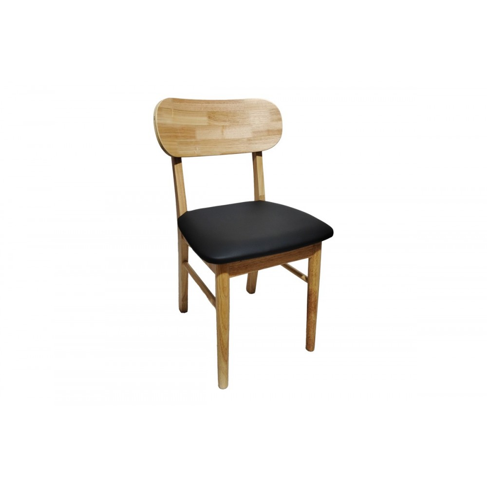 Καρέκλα "BEDONA" από rubberwood/pu σε χρώμα φυσικό/μαύρο 47x46x80
