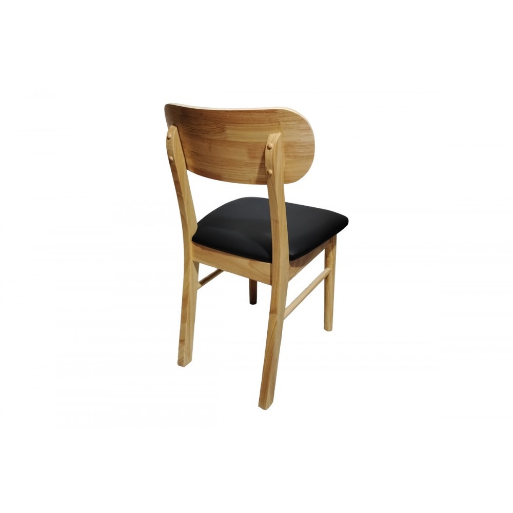 Καρέκλα "BEDONA" από rubberwood/pu σε χρώμα φυσικό/μαύρο 47x46x80