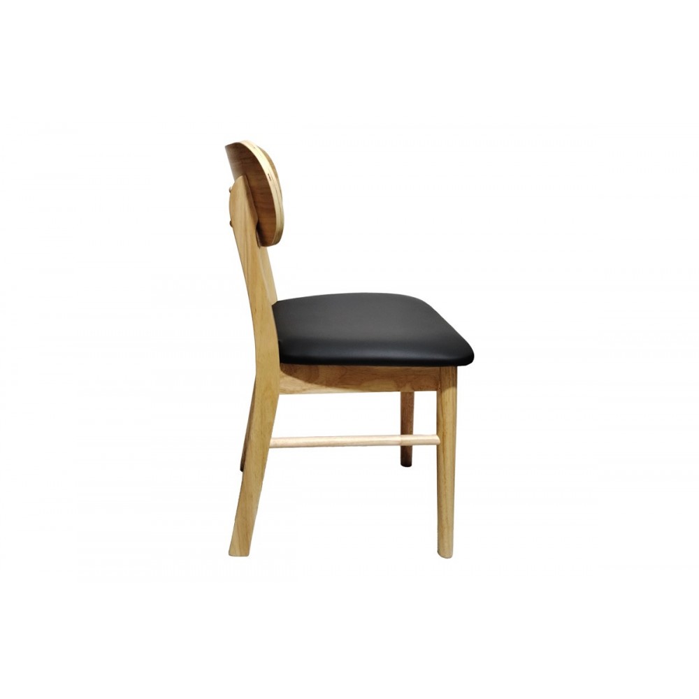 Καρέκλα "BEDONA" από rubberwood/pu σε χρώμα φυσικό/μαύρο 47x46x80