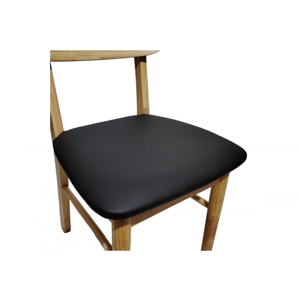 Καρέκλα "BEDONA" από rubberwood/pu σε χρώμα φυσικό/μαύρο 47x46x80