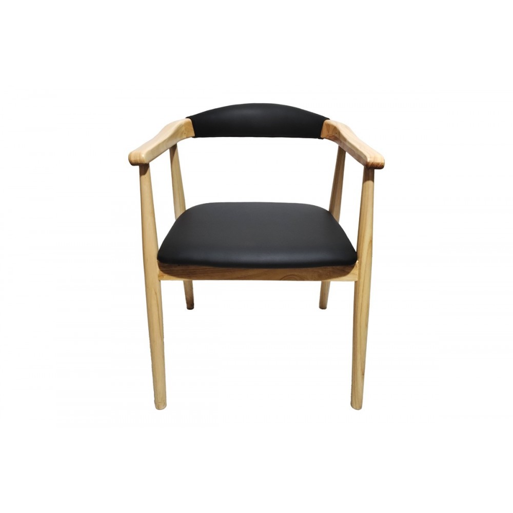 Πολυθρόνα "SANDI" από rubberwood/pu σε χρώμα φυσικό/μαύρο 50x60x80