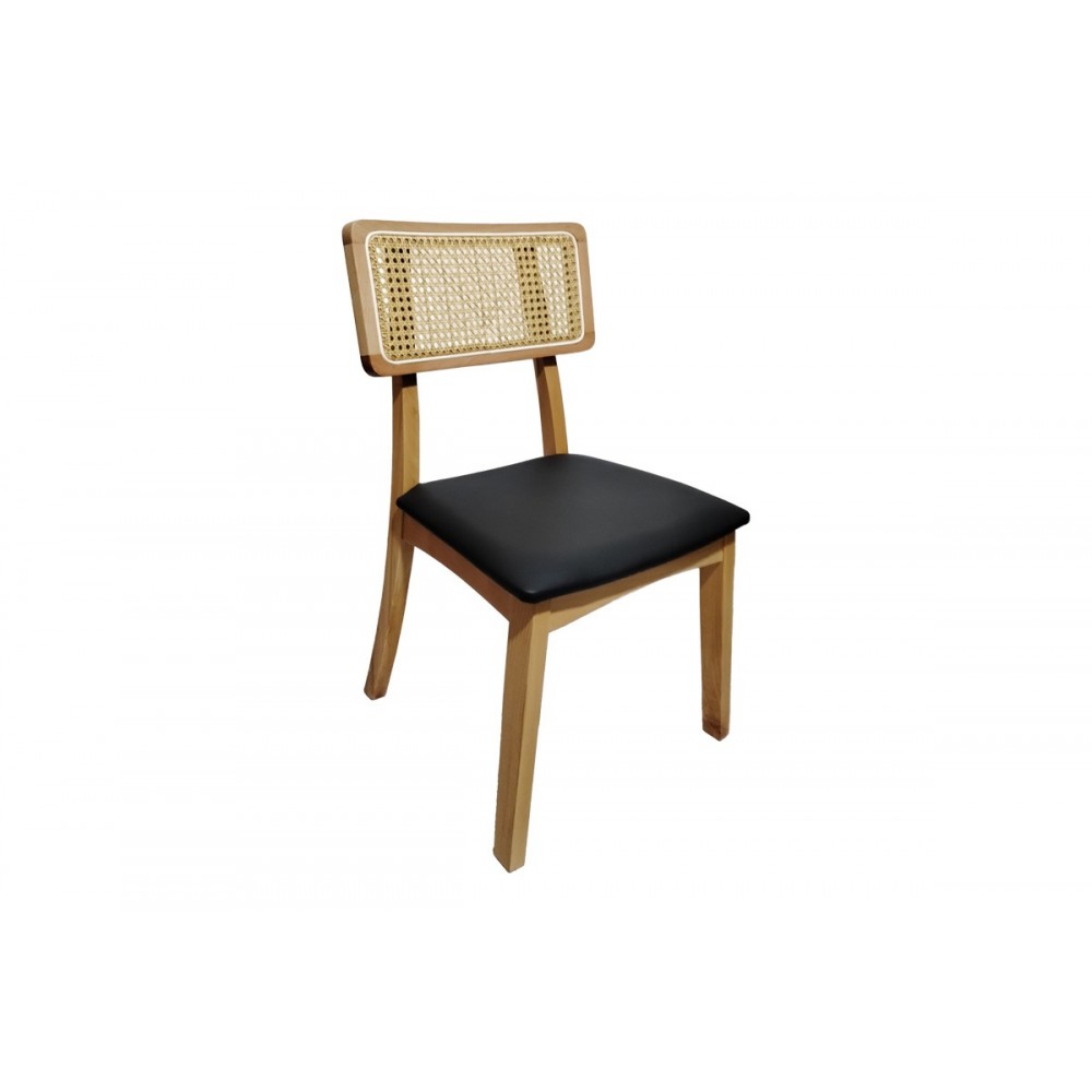 Καρέκλα "RENNA" από ξύλο/pu σε χρώμα φυσικό/μαύρο 48x52x79