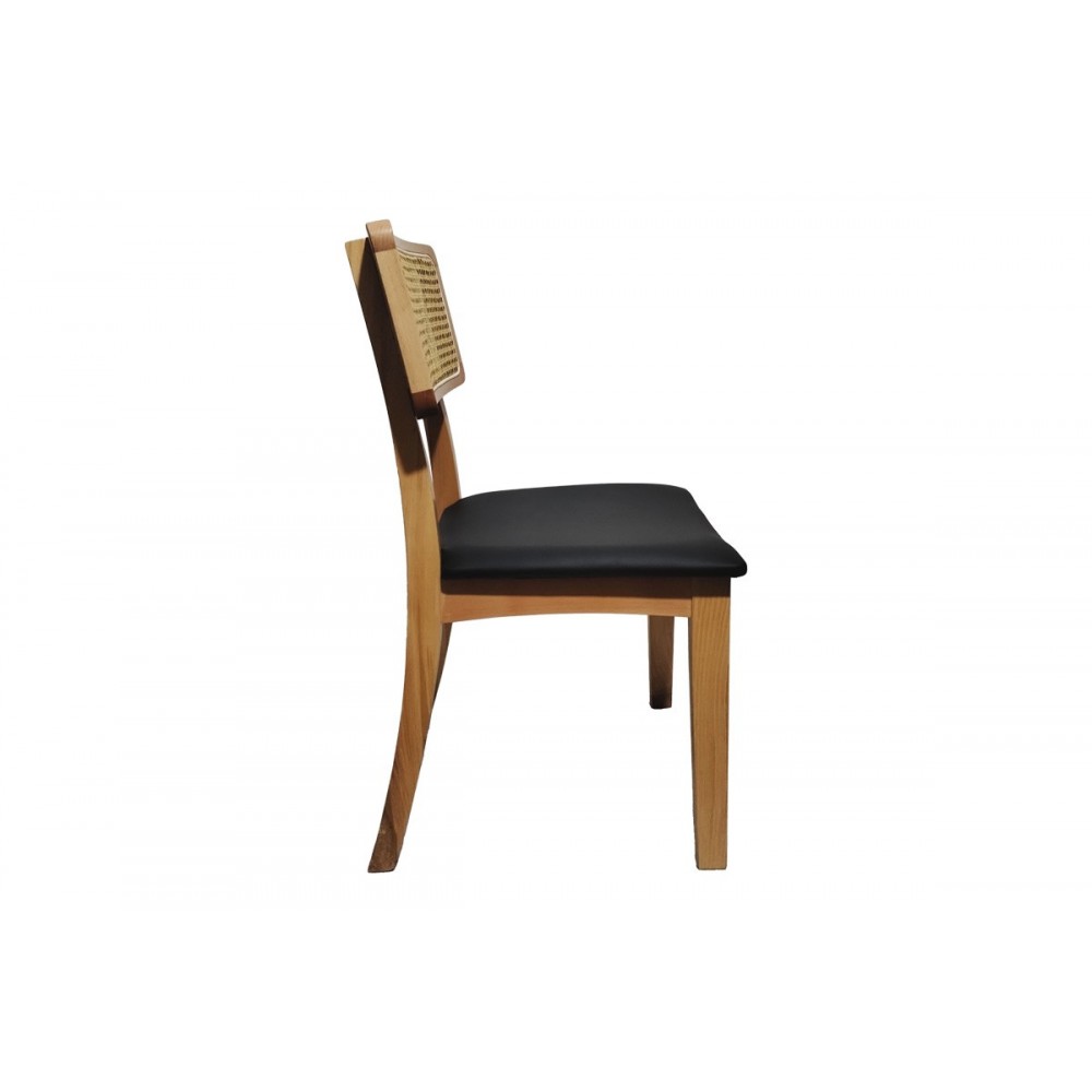 Καρέκλα "RENNA" από ξύλο/pu σε χρώμα φυσικό/μαύρο 48x52x79