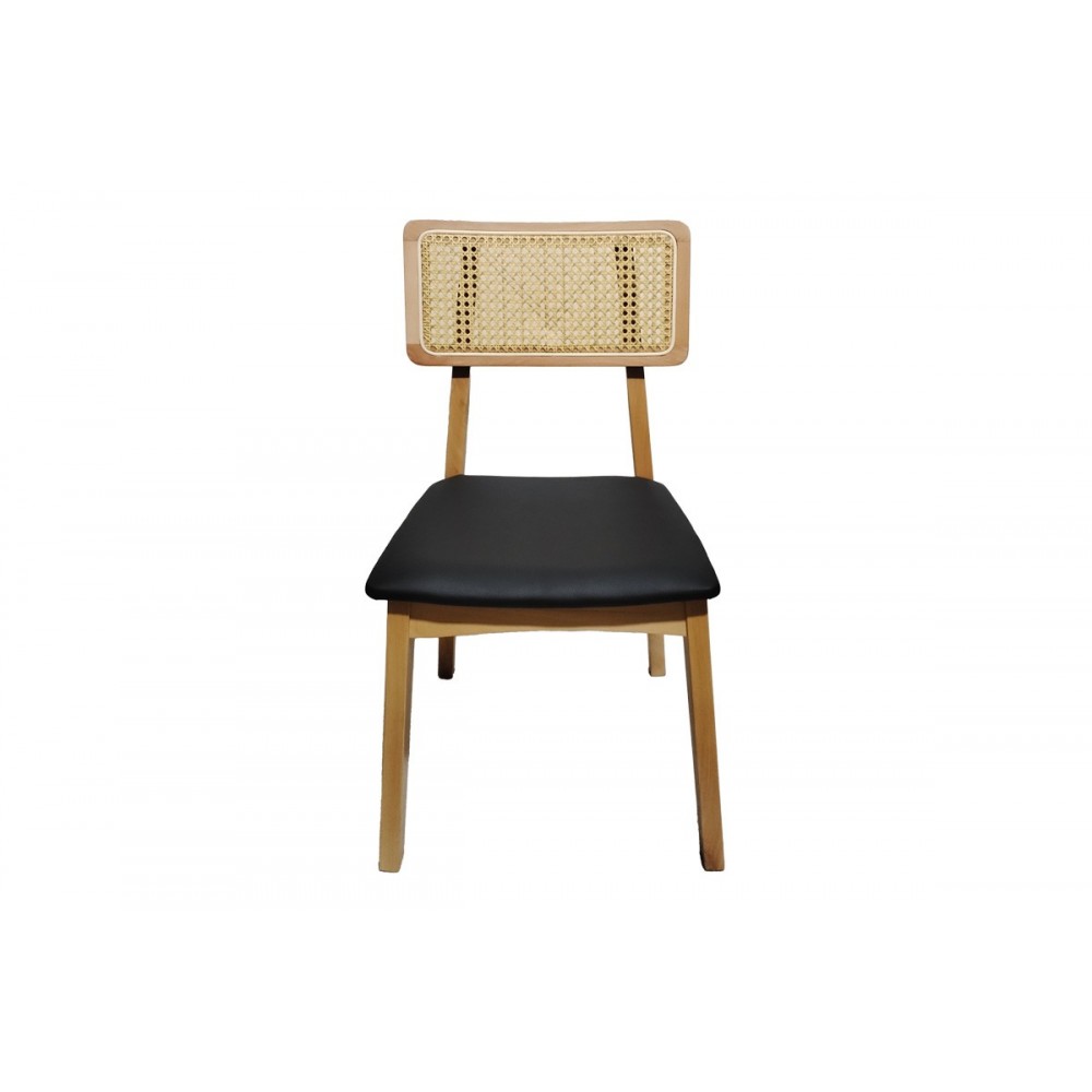 Καρέκλα "RENNA" από ξύλο/pu σε χρώμα φυσικό/μαύρο 48x52x79