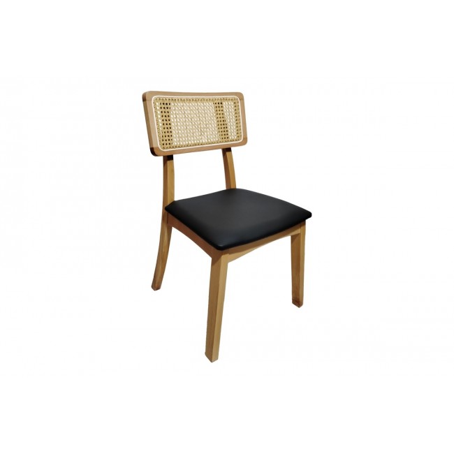 Καρέκλα "RENNA" από ξύλο/pu σε χρώμα φυσικό/μαύρο 48x52x79