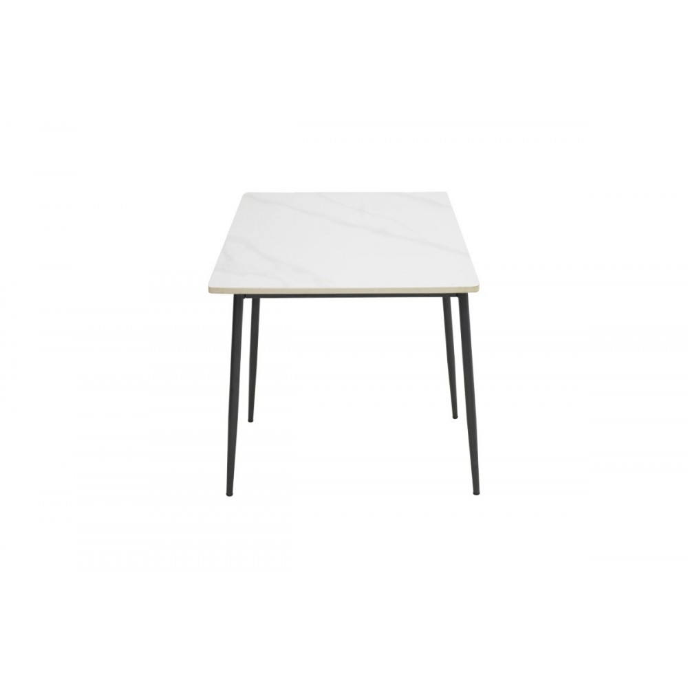 Τραπέζι "GUSTAS I" από sintered stone/μέταλλο σε χρώμα λευκό μαρμάρου/μαύρο 120x80x76