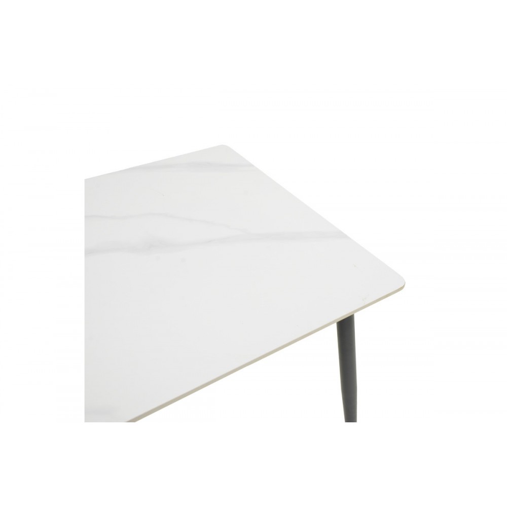 Τραπέζι "GUSTAS I" από sintered stone/μέταλλο σε χρώμα λευκό μαρμάρου/μαύρο 120x80x76