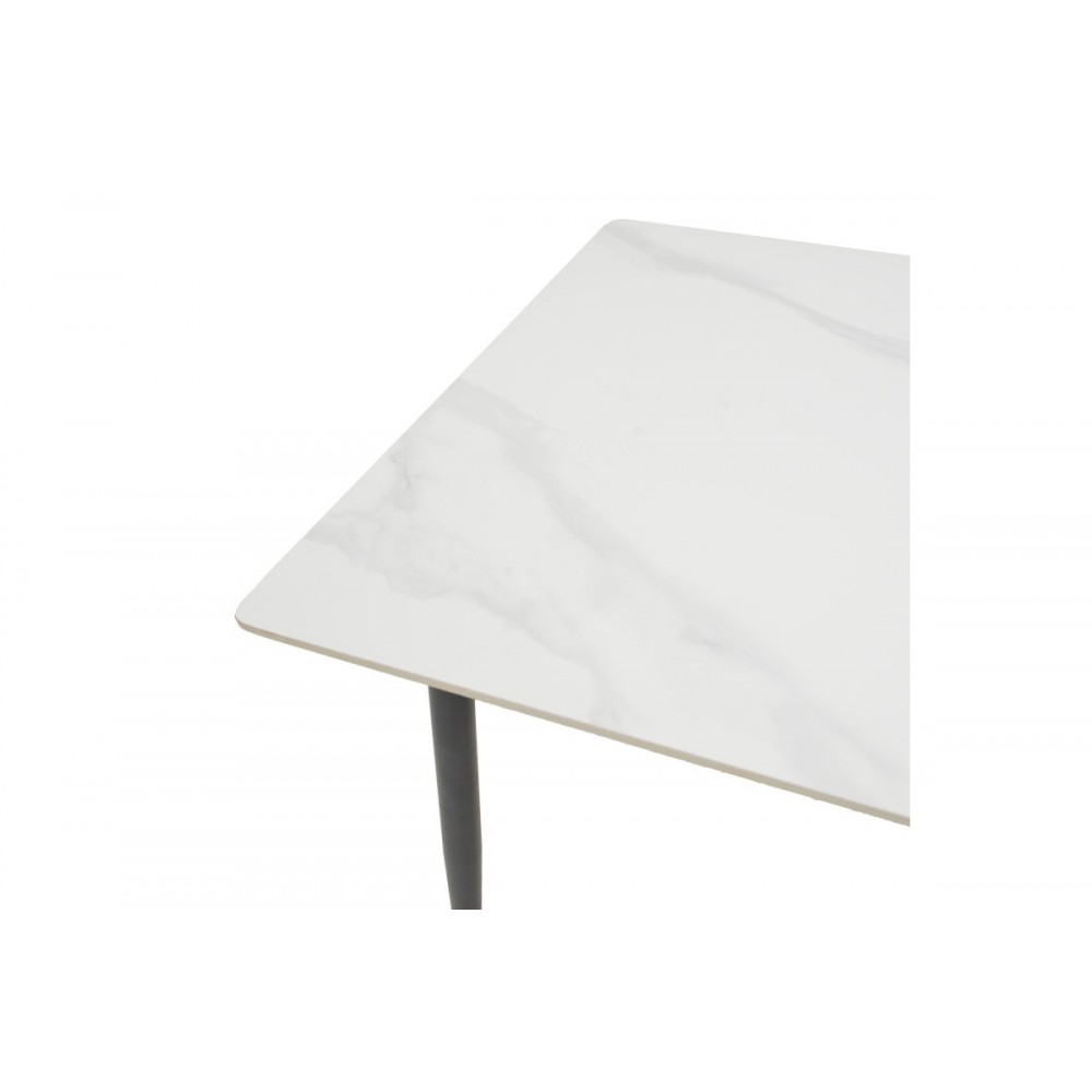 Τραπέζι "GUSTAS I" από sintered stone/μέταλλο σε χρώμα λευκό μαρμάρου/μαύρο 120x80x76