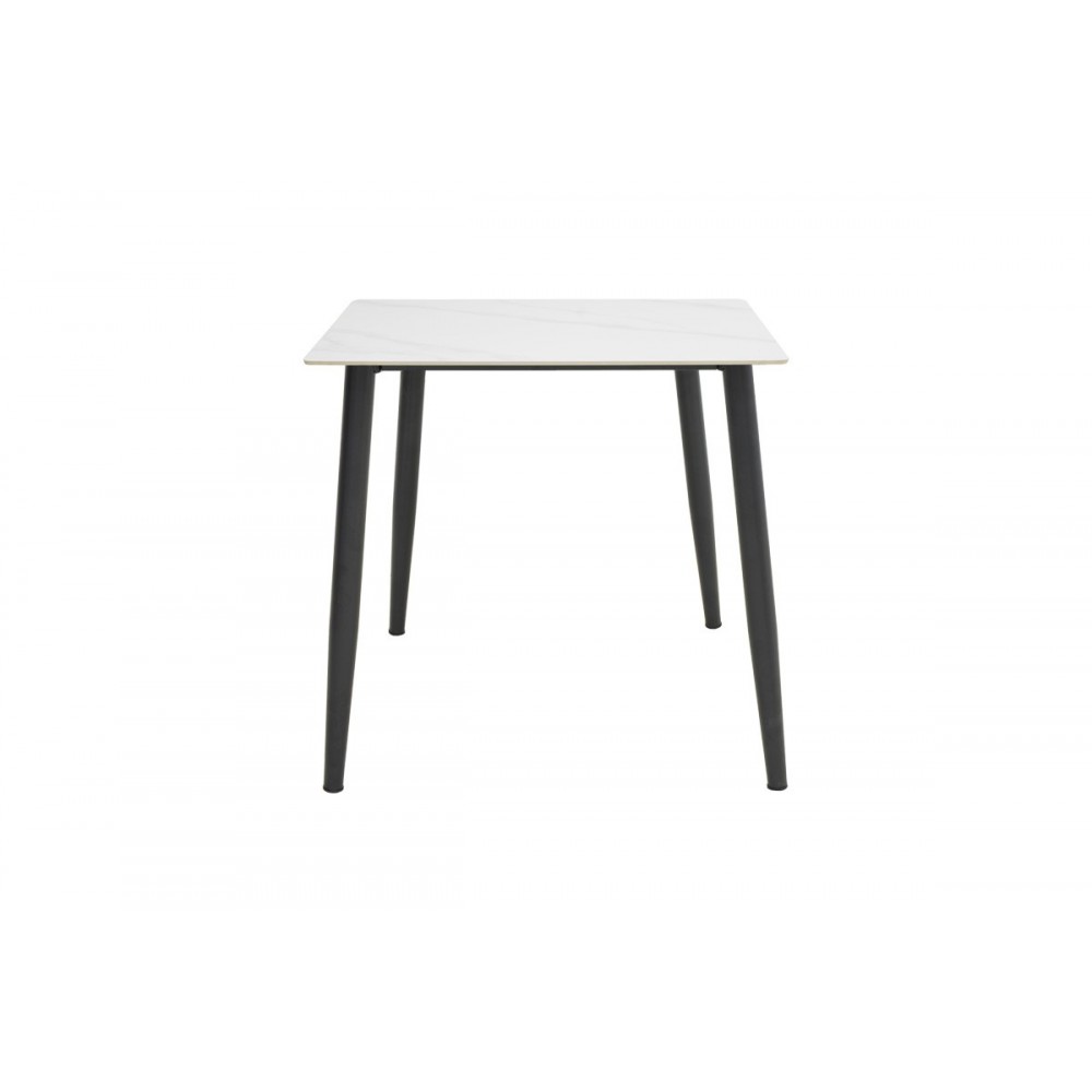 Τραπέζι "GUSTAS I" από sintered stone/μέταλλο σε χρώμα λευκό μαρμάρου/μαύρο 80x80x76