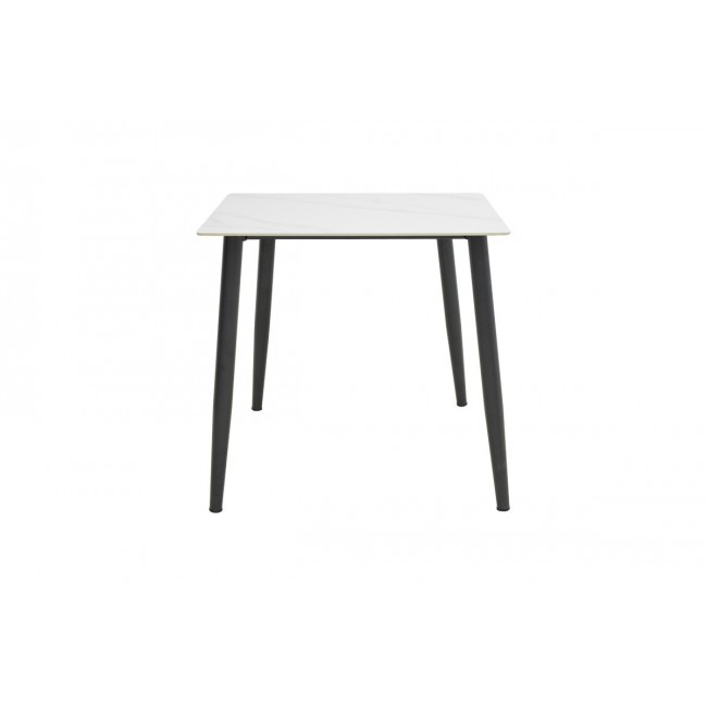Τραπέζι "GUSTAS I" από sintered stone/μέταλλο σε χρώμα λευκό μαρμάρου/μαύρο 80x80x76