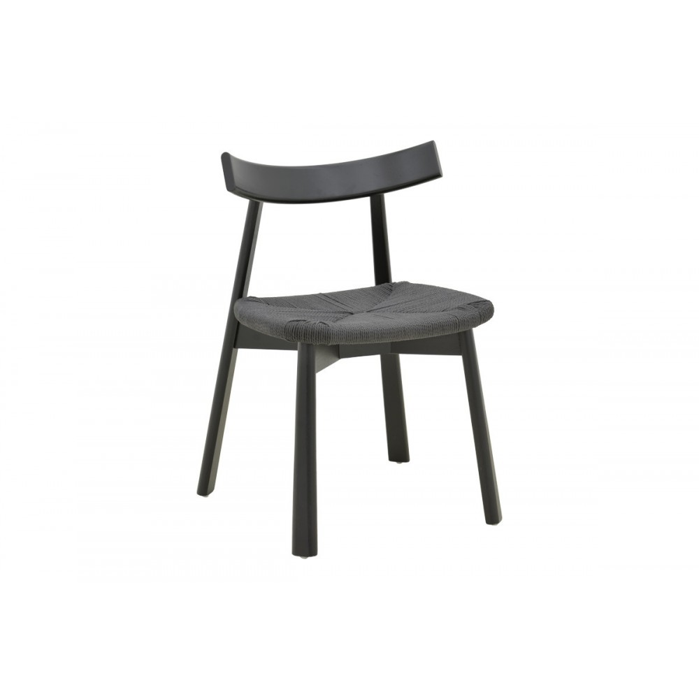 Καρέκλα "CLARETA" από rubberwood/σχοινί σε χρώμα μαύρο 53x55x79