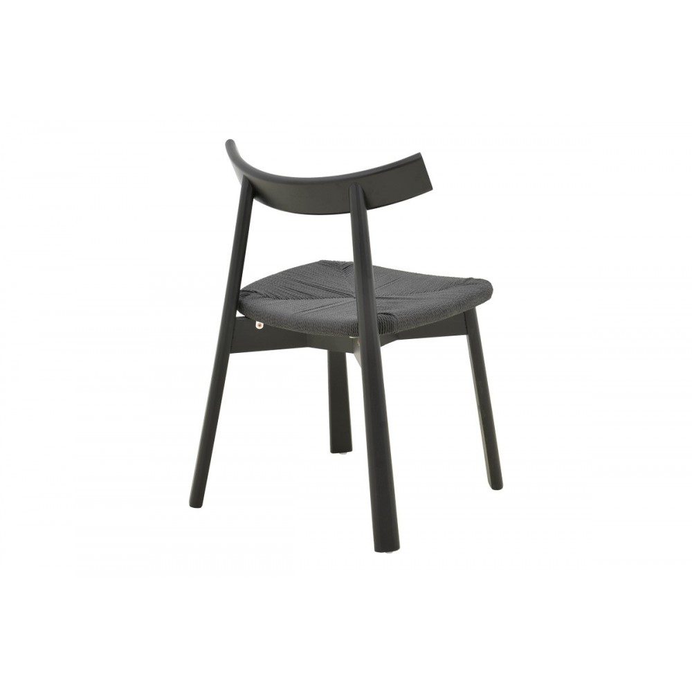 Καρέκλα "CLARETA" από rubberwood/σχοινί σε χρώμα μαύρο 53x55x79