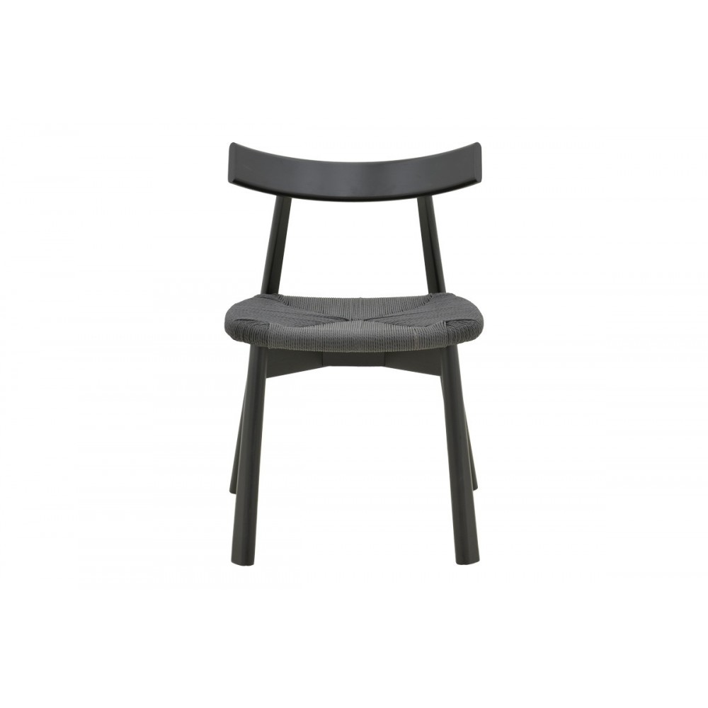 Καρέκλα "CLARETA" από rubberwood/σχοινί σε χρώμα μαύρο 53x55x79