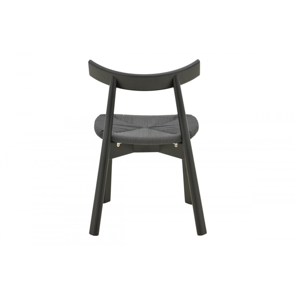 Καρέκλα "CLARETA" από rubberwood/σχοινί σε χρώμα μαύρο 53x55x79