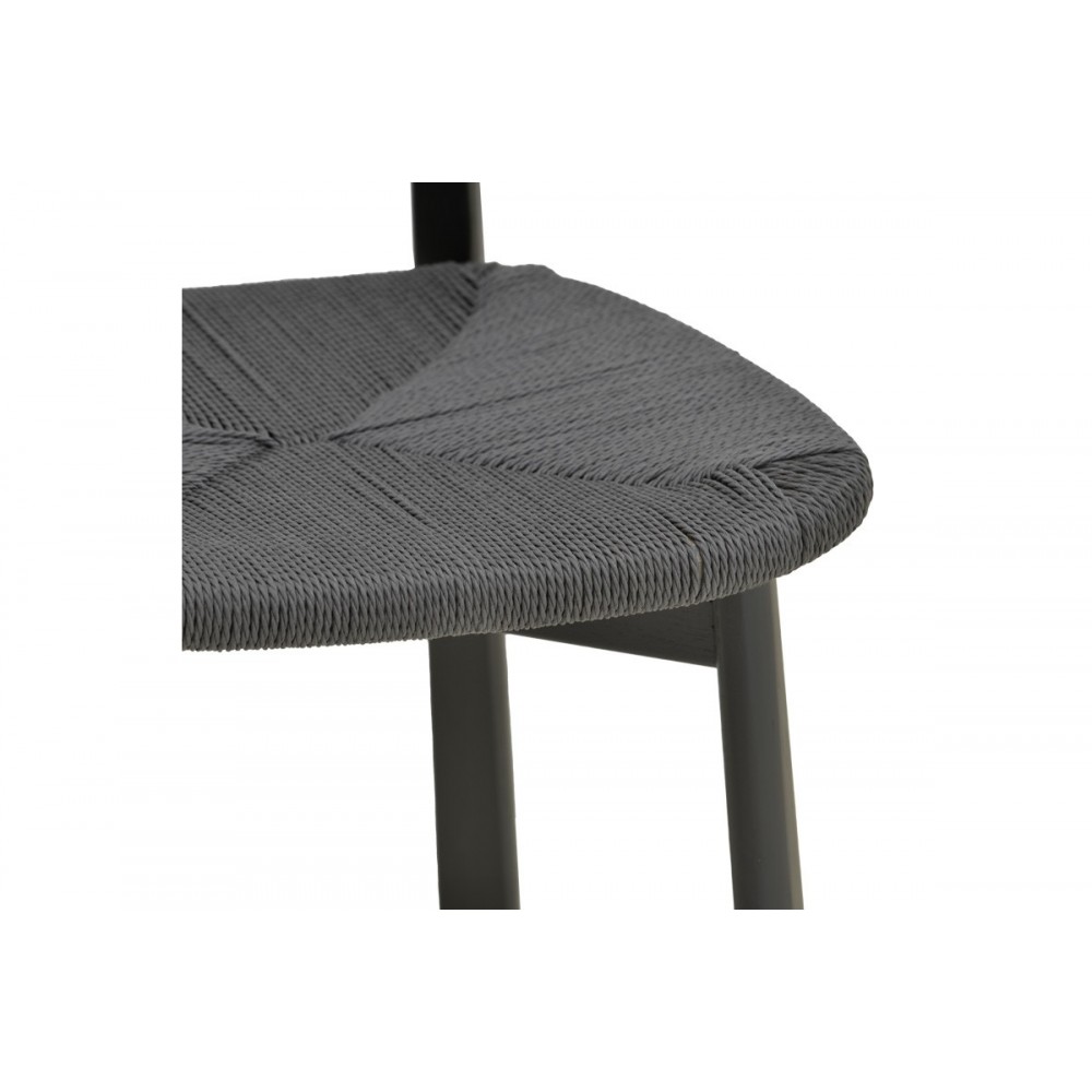 Καρέκλα "CLARETA" από rubberwood/σχοινί σε χρώμα μαύρο 53x55x79