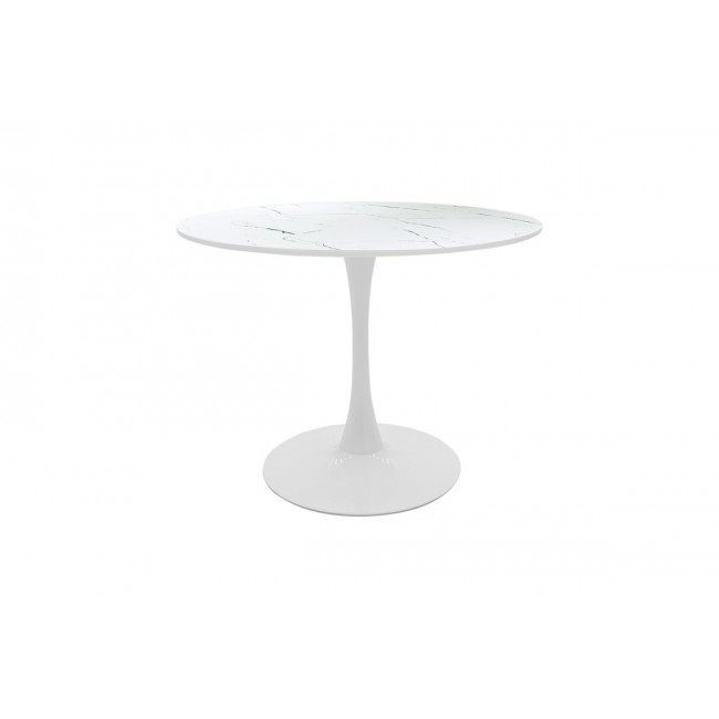 Tραπέζι "BALOU" από mdf σε χρώμα λευκό μαρμάρου Φ80x76