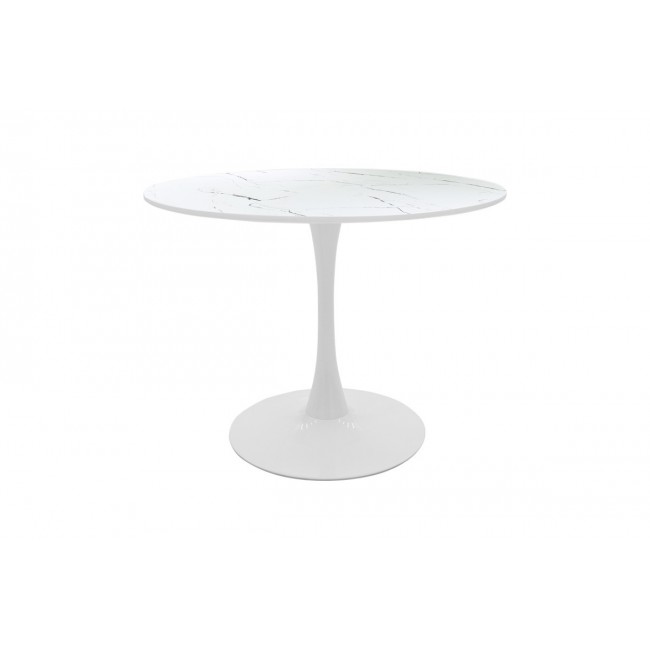 Tραπέζι "BALOU" από mdf σε χρώμα λευκό μαρμάρου Φ100x76