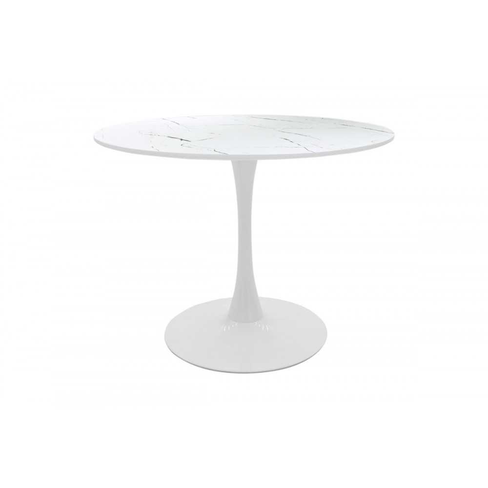 Tραπέζι "BALOU" από mdf σε χρώμα λευκό μαρμάρου Φ120x76