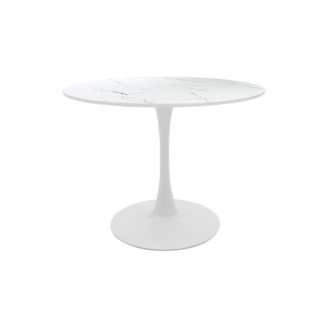Tραπέζι "BALOU" από mdf σε χρώμα λευκό μαρμάρου Φ120x76